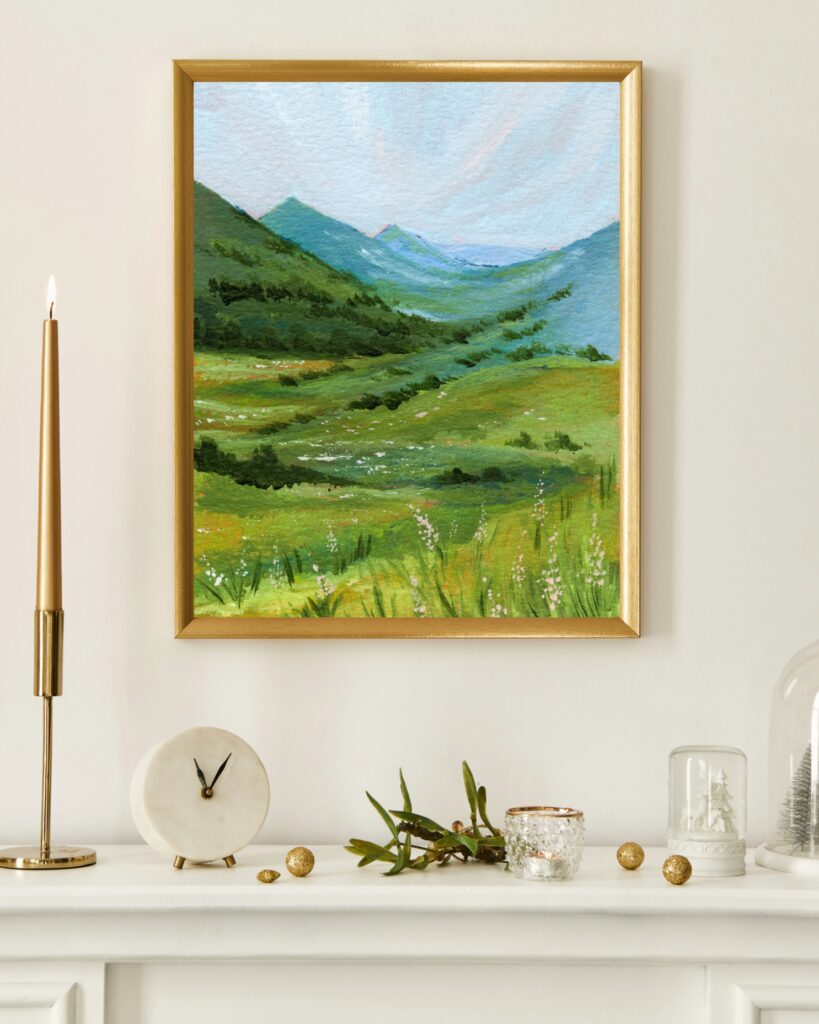 Framed landscape art for home